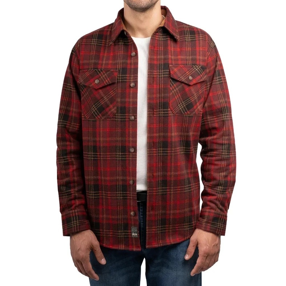 Jachs Men's Flannel Shirt Jacket, Red Plaid, Size: Medium, New